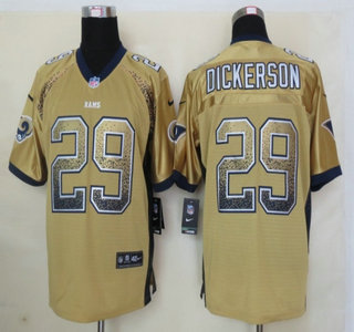 Nike St. Louis Rams #29 Eric Dickerson Drift Fashion Gold Elite Jersey
