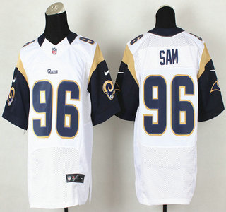 Nike St. Louis Rams #96 Michael Sam 2014 NFL Draft #10 Pick White Elite Jersey