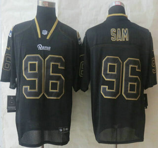 Nike St. Louis Rams #96 Michael Sam Lights Out Black Elite Jersey