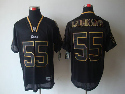 Nike St. Louis Rams 55 James Laurinaitis Lights Out Black Elite Jersey