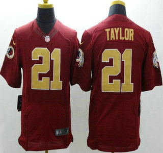 Nike Washington Redskins #21 Sean Taylor Red With Gold Elite Jersey