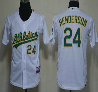 Oakland Athletics #24 Rickey Henderson White Kids Jersey