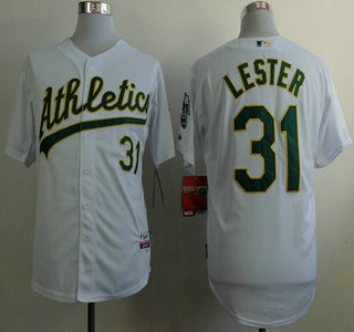 Oakland Athletics #31 Jon Lester White Jersey
