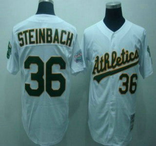Oakland Athletics #36 Terry Steinbach White Throwback Jersey