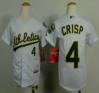 Oakland Athletics #4 Coco Crisp White Kids Jersey
