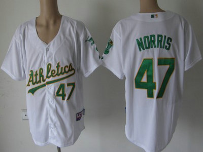 Oakland Athletics 47 Mike Norris White Jersey