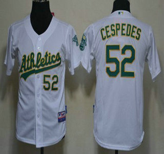 Oakland Athletics #52 Yoenis Cespedes White Kids Jersey