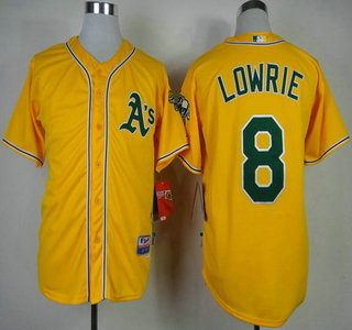 Oakland Athletics #8 Jed Lowrie 2014 Yellow Jersey