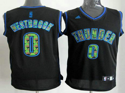 Oklahoma City Thunder 0 Russell Westbrook Black Revolution 30 Swingman Camo Number Jerseys