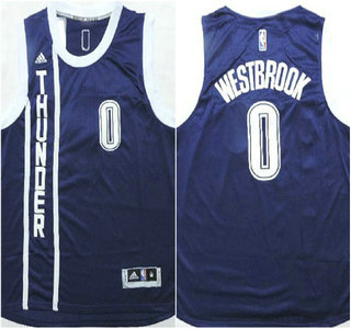 Oklahoma City Thunder #0 Russell Westbrook Revolution 30 Swingman 2014 New Navy Blue Jersey