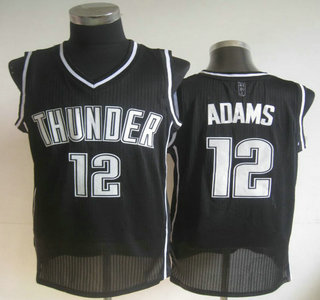 Oklahoma City Thunder #12 Steven Adams Black Revolution 30 Authentic Jersey White Number