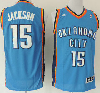 Oklahoma City Thunder #15 Reggie Jackson Blue Revolution 30 Swingman Jersey
