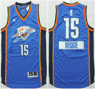 Oklahoma City Thunder #15 Reggie Jackson Revolution 30 Swingman 2014 Christmas Day Blue Jersey