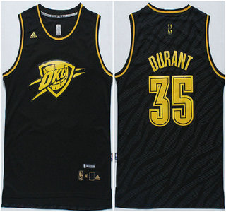 Oklahoma City Thunder #35 Kevin Durant 2015 Revolution 30 Swingman Black With Gold Fashion Jersey