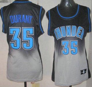 Oklahoma City Thunder #35 Kevin Durant Black Grey Revolution 30 Swingman Womens NBA Jerseys