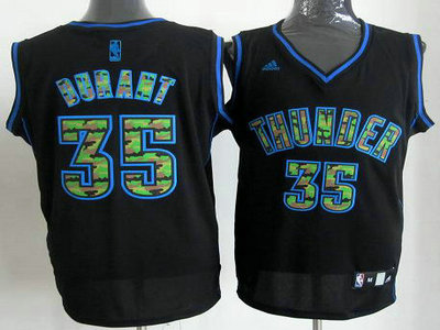 Oklahoma City Thunder 35 Kevin Durant Black Revolution 30 Swingman Camo Number Jerseys