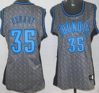 Oklahoma City Thunder #35 Kevin Durant Grey Static Fashion Swingman Womens Jersey