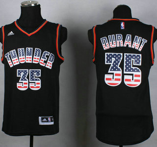 Oklahoma City Thunder #35 Kevin Durant Revolution 30 Swingman 2014 USA Flag Fashion Black Jersey