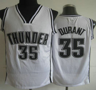 Oklahoma City Thunder #35 Kevin Durant White Revolution 30 Authentic Jersey Black Number