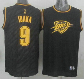 Oklahoma City Thunder #9 Serge Ibaka Revolution 30 Swingman 2014 Black With Gold Jersey
