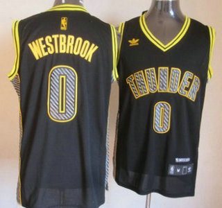 Oklahoma City Thunder 0 Russell Westbrook Black Electricity Fashion Jersey
