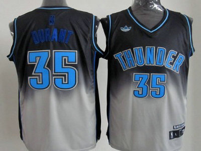 Oklahoma City Thunder 35 Kevin Durant Black And Gray Fadeaway Fashion Jersey