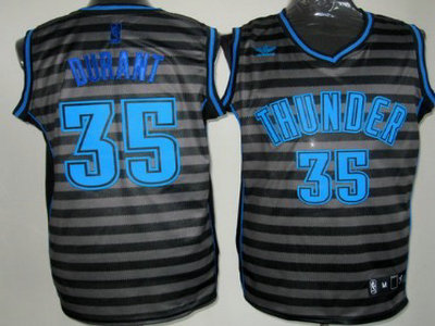 Oklahoma City Thunder 35 Kevin Durant Gray With Black Pinstripe Jersey