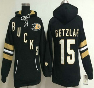 Old Time Hockey Anaheim Ducks #15 Ryan Getzlaf Black Womens Hoody