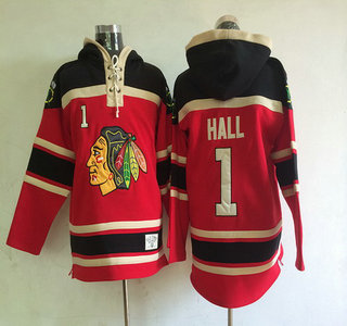 Old Time Hockey Chicago Blackhawks #1 Glenn Hall Red Hoody