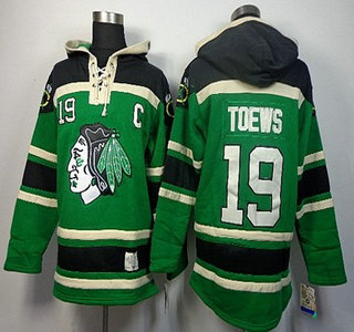 Old Time Hockey Chicago Blackhawks #19 Jonathan Toews Green Hoody