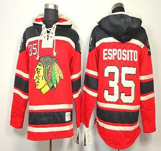 Old Time Hockey Chicago Blackhawks #35 Tony Esposito Red Hoody