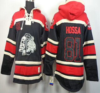 Old Time Hockey Chicago Blackhawks #81 Marian Hossa Black Ice Skulls Hoody