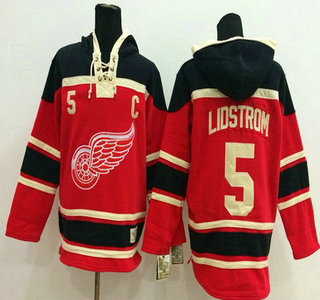 Old Time Hockey Detroit Red Wings #5 Nicklas Lidstrom Red Hoody