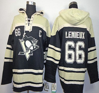 Old Time Hockey Pittsburgh Penguins #66 Mario Lemieux Black Hoody
