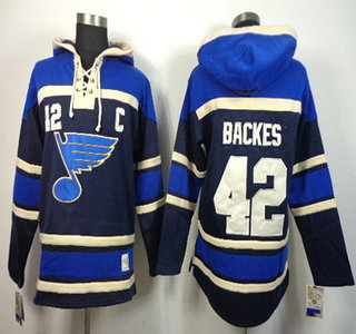 Old Time Hockey St. Louis Blues #42 David Backes Navy Blue Hoody