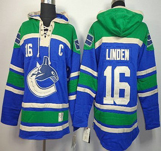 Old Time Hockey Vancouver Canucks #16 Trevor Linden Blue Hoody