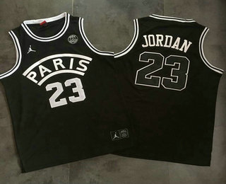 Paris Saint-Germain #23 Michael Jordan Black AU Stitched Brand Jordan Basketball Jersey