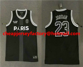 Paris Saint Germain #23 Michael Jordan Black Jordan Fashion Jersey