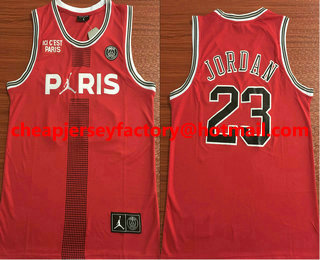 Paris Saint-Germain #23 Michael Jordan Red Stitched Brand Jordan Basketball Jersey