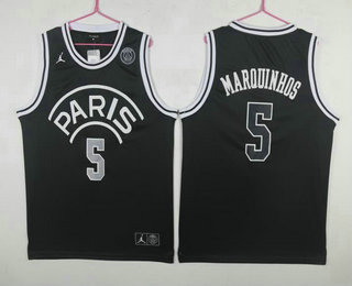 Paris Saint-Germain #5 Marquinhos Black Jordan Fashion Jersey