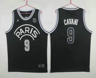Paris Saint-Germain #9 Cavani Black Jordan Fashion Jersey