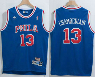Philadelphia 76ers #13 Wilt Chamberlain Blue Throwback Swingman Jersey