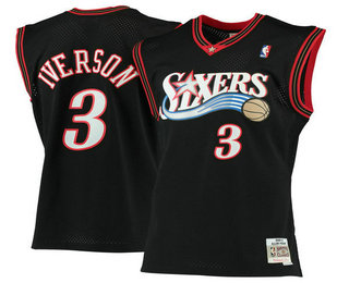 Philadelphia 76ers #3 Allen Iverson 2000-01 Black Hardwood Classics Soul Swingman Jersey