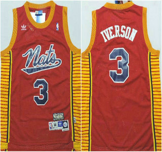 Philadelphia Sixers #3 Allen Iverson Nats Red Swingman Throwback Jersey