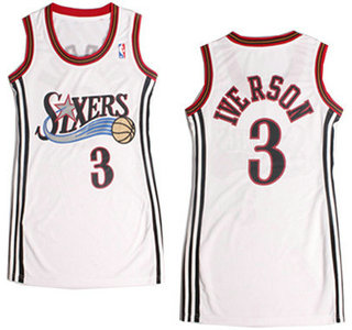 Philadelphia 76ers #3 Allen Iverson White Revolution 30 Swingman Womens Dress