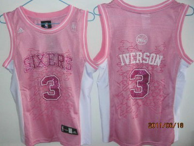 Philadelphia 76ers 3 Iverson Pink Womens Jersey