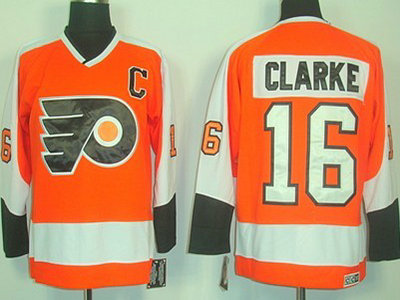 Philadelphia Flyers 16 Bobby Clarke Orange CCM Jersey