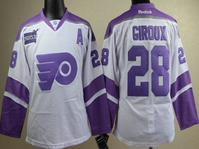 Philadelphia Flyers 28 Claude Giroux White Womens Fights Cancer Jersey