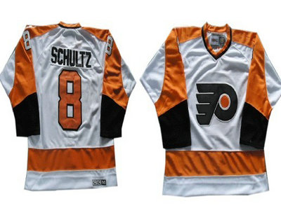 Philadelphia Flyers 8 Dave Schultz White Throwback CCM Jersey