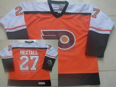 Philadelphia Flyers 27 Ron Hextall Orange Throwback CCM Jersey